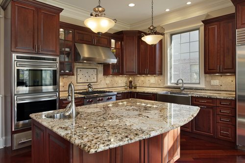 Kitchen with granite island